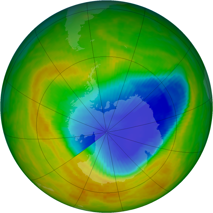 Antarctic ozone map for 10 November 1991